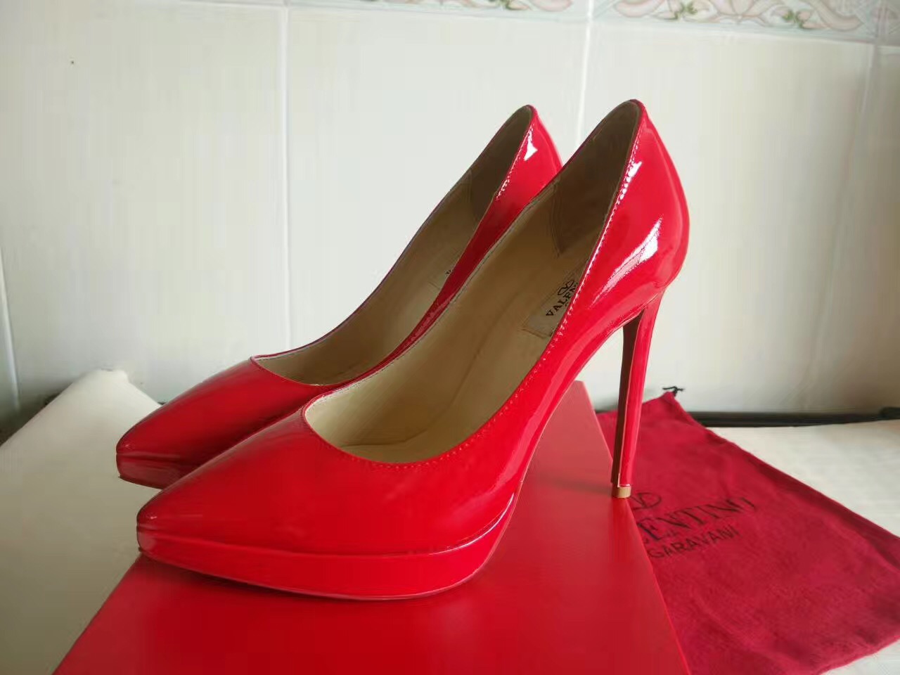 valentino 12cm heels red sandals paint shoes