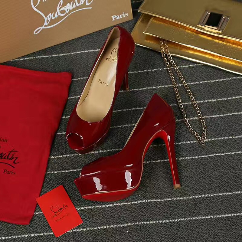 Christian Louboutin CL soled paint red 13cm heels sandals shoes