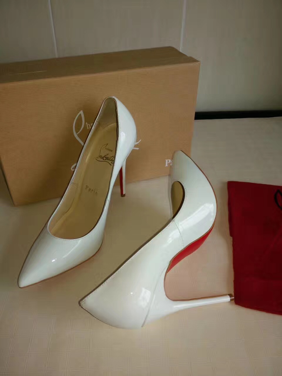 Christian Louboutin CL sandals 11cm heels white shoes