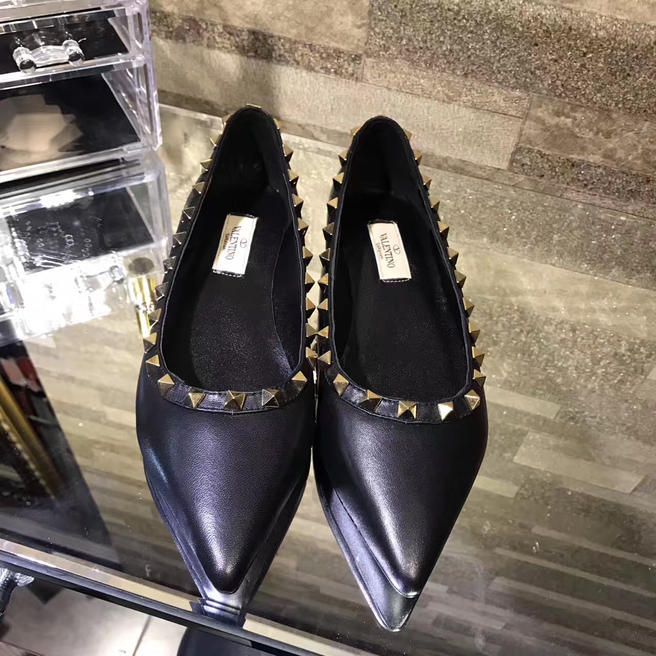 valentino black flat sandals shoes