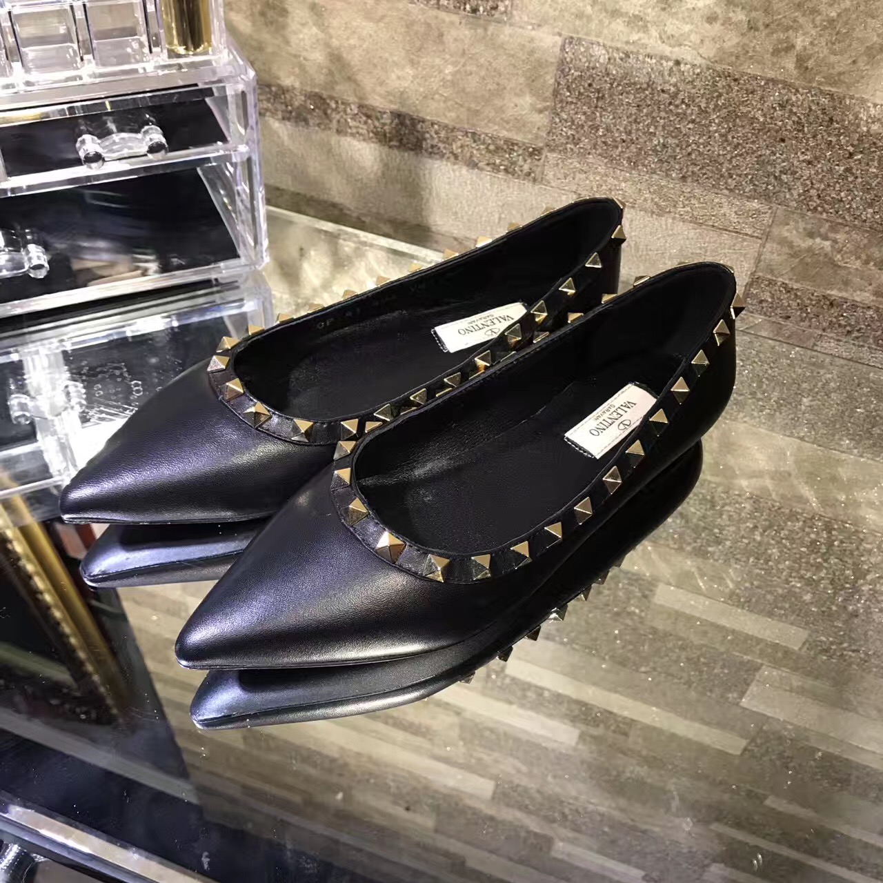 valentino black flat sandals shoes