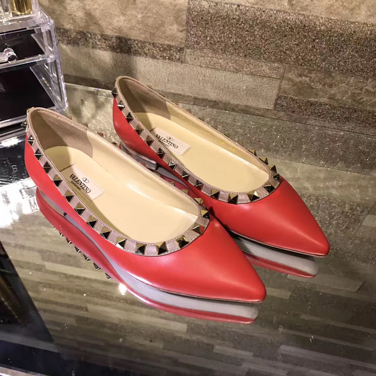 valentino red sandals flats shoes