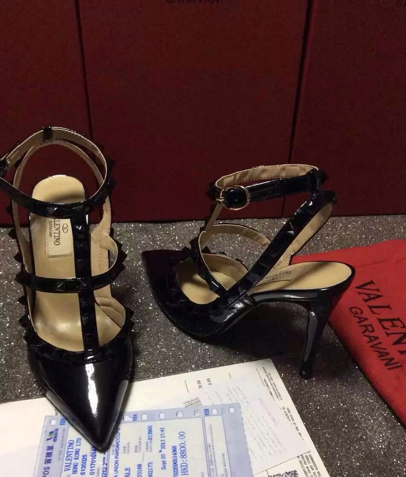 valentino paint black stud sandals heels shoes