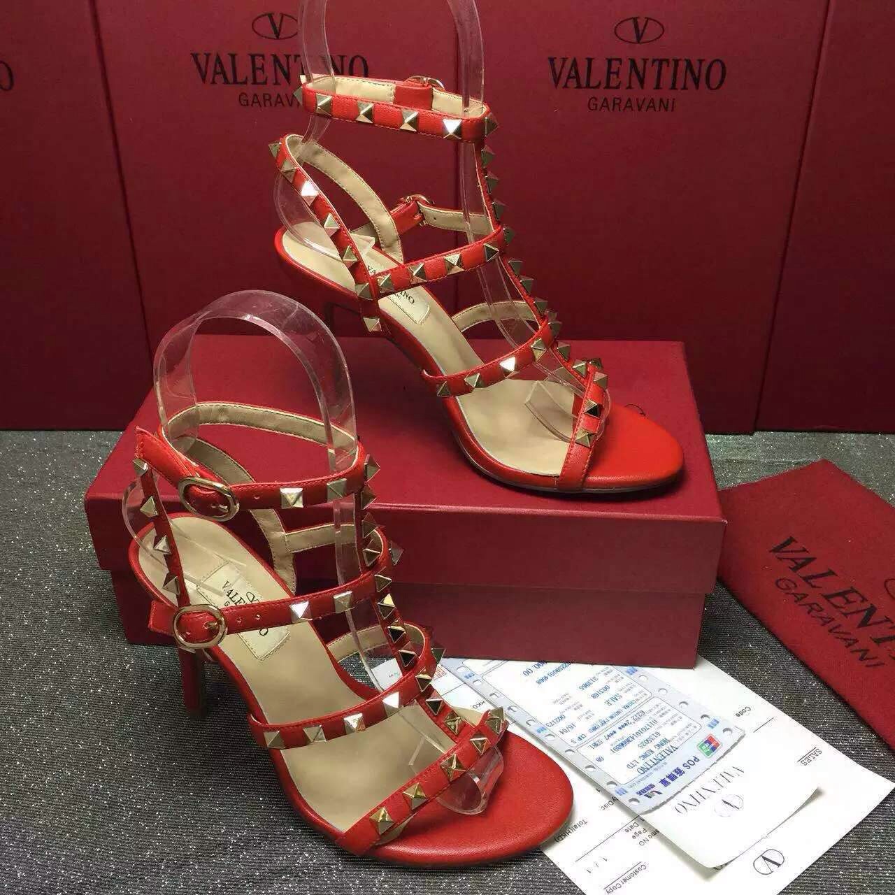 valentino smooth calfskin stud sandals heels shoes