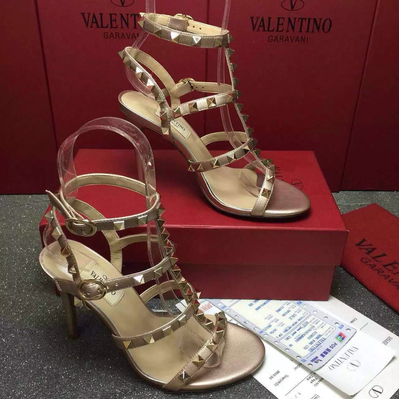 valentino smooth calfskin stud sandals heels shoes