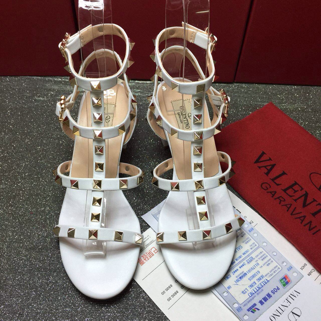 valentino sandals heels gold stud shoes