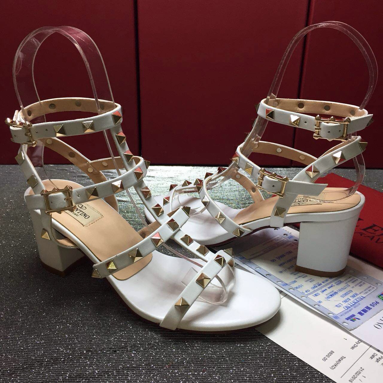 valentino sandals heels gold stud shoes