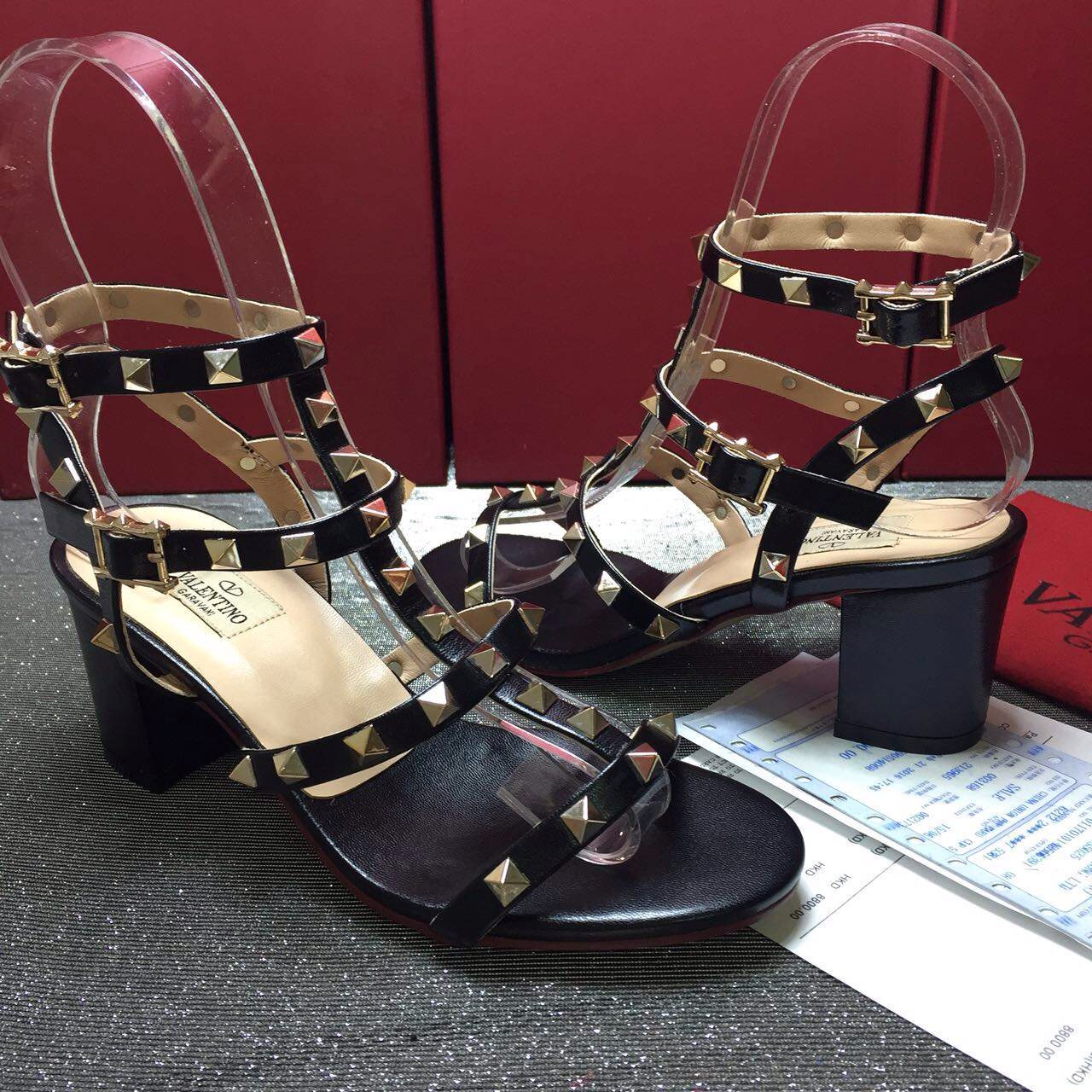 valentino sandals heels gold stud shoes