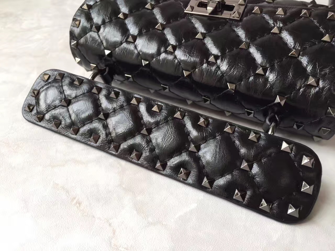 valentino small rockstud black handbags