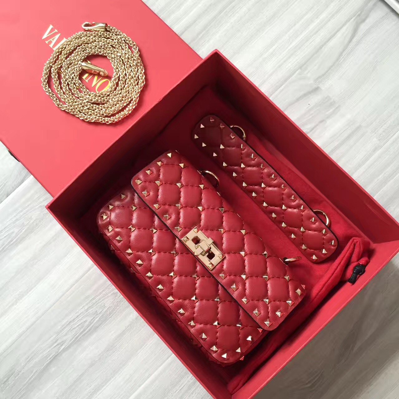 valentino small red rockstud handbags