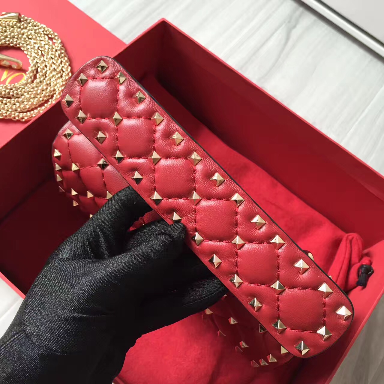 valentino small red rockstud handbags