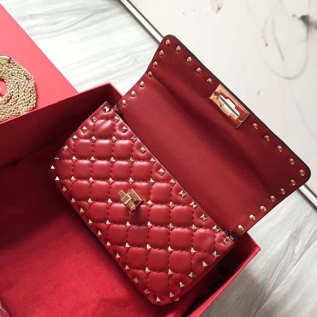 valentino small red rockstud handbags