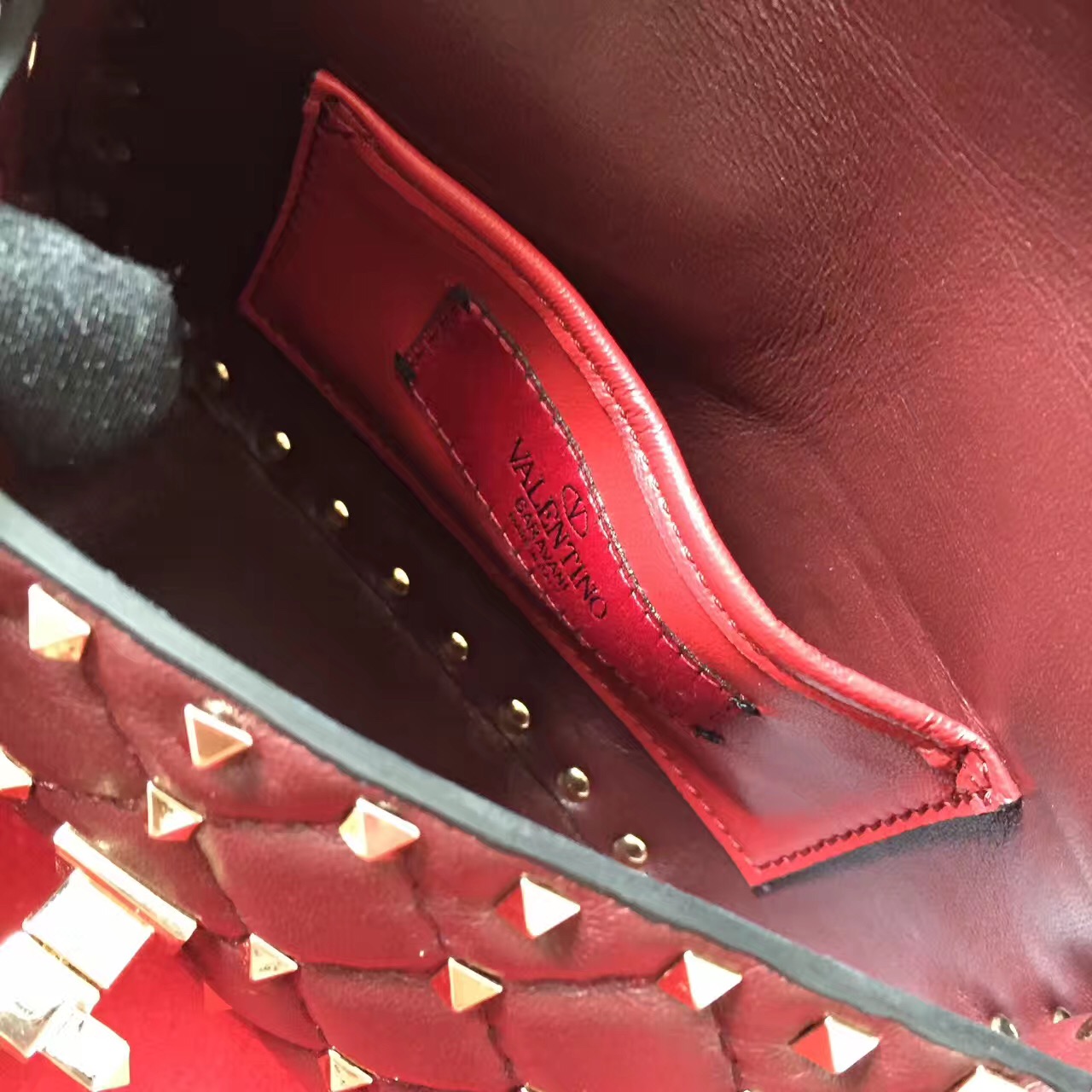 valentino small red rockstud handbags