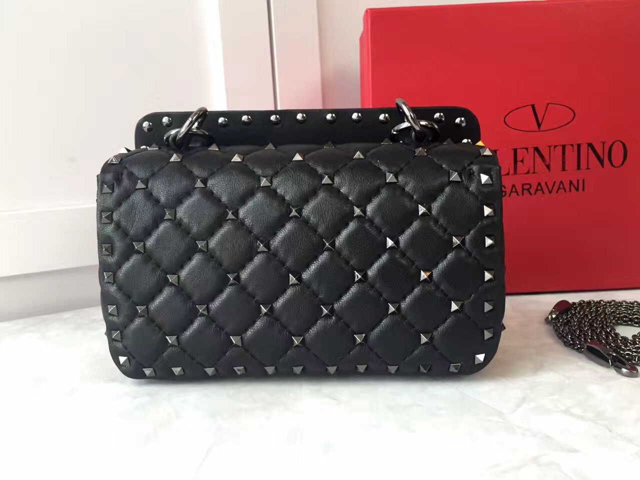 valentino small rockstud black handbags