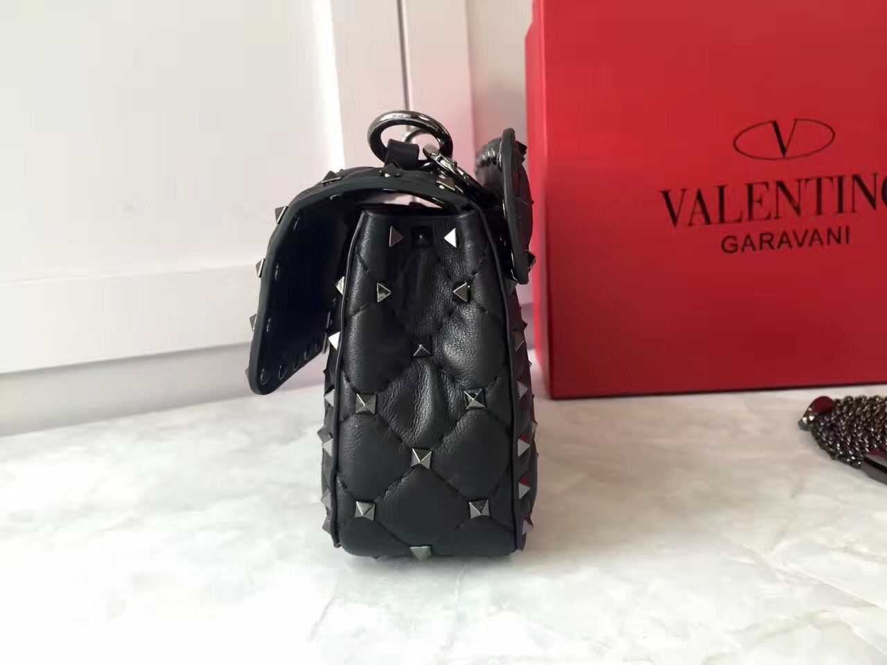 valentino small rockstud black handbags