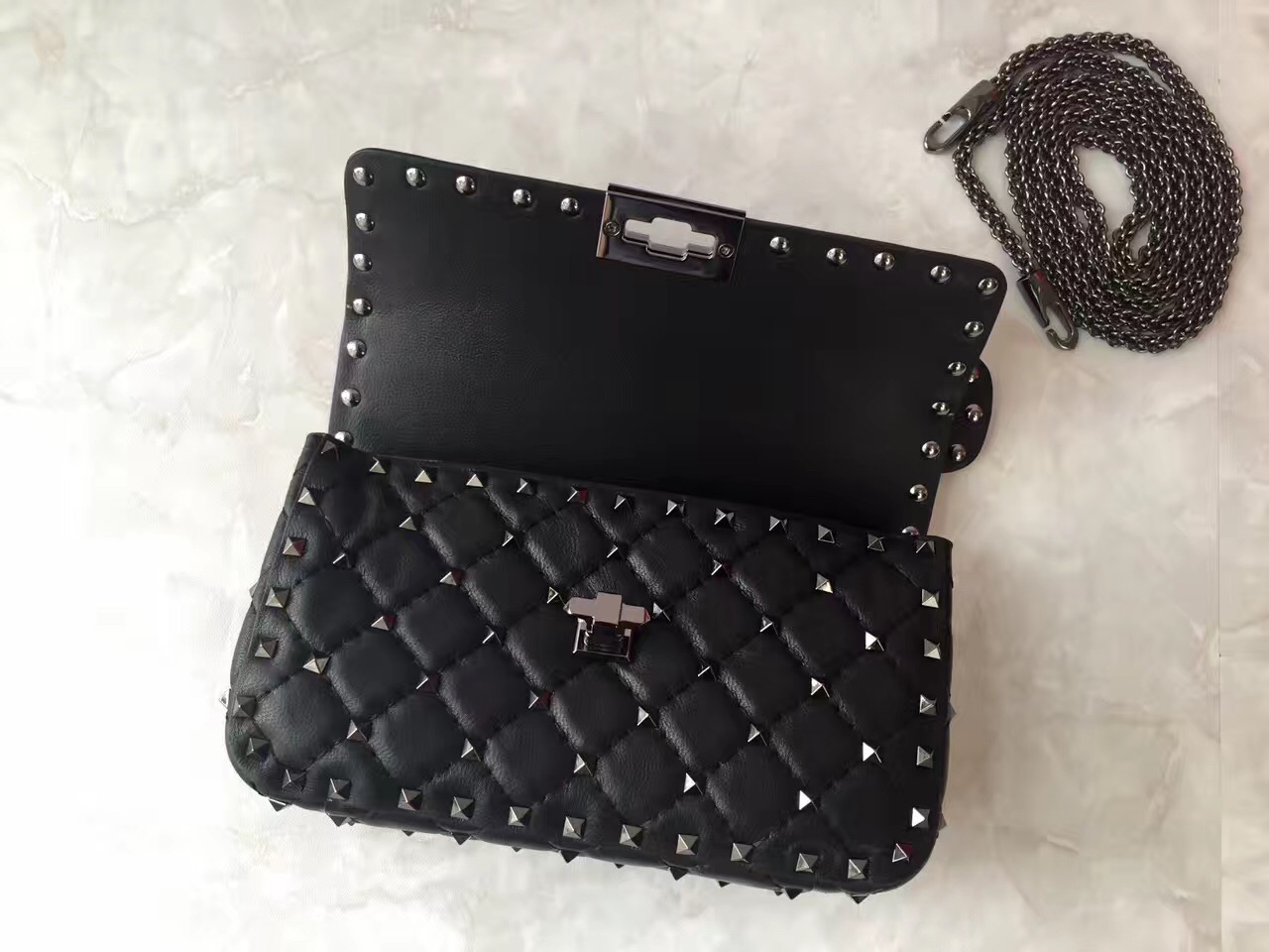 valentino small rockstud black handbags