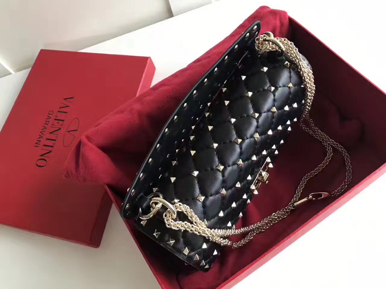 valentino rockstud tote black shoulder 24cm handbags