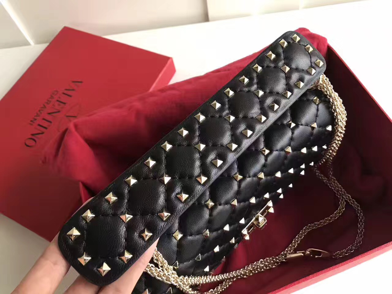 valentino rockstud tote black shoulder 24cm handbags