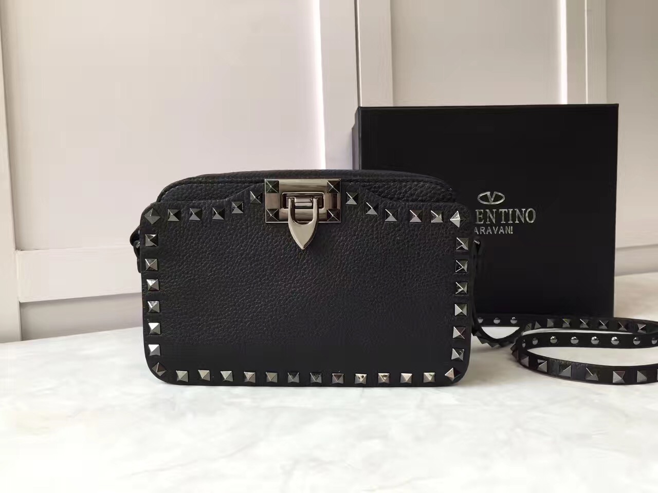 valentino small rockstud shoulder black handbags