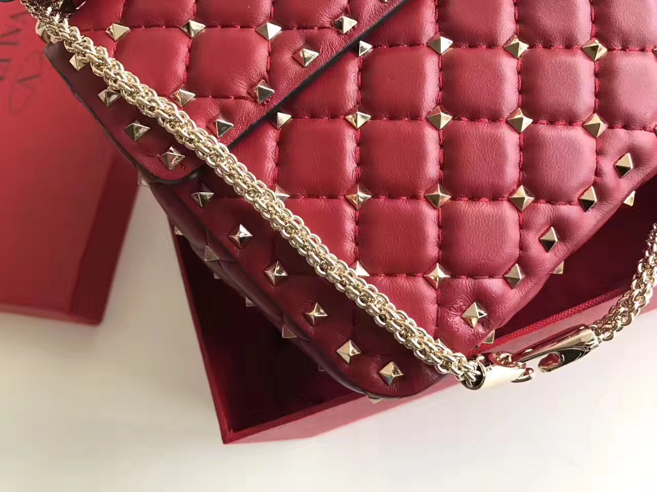 valentino red rockstud 24cm tote shoulder handbags