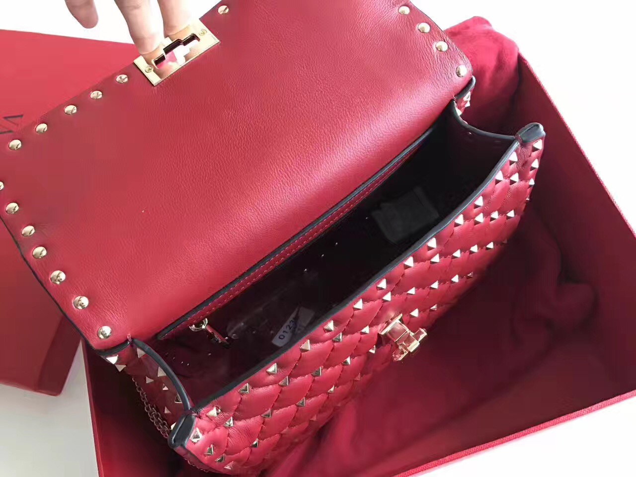 valentino red rockstud 24cm tote shoulder handbags