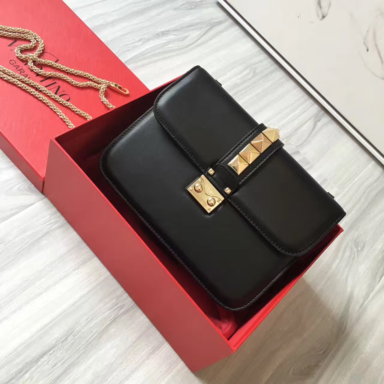 valentino black 25cm body chain cross handbags