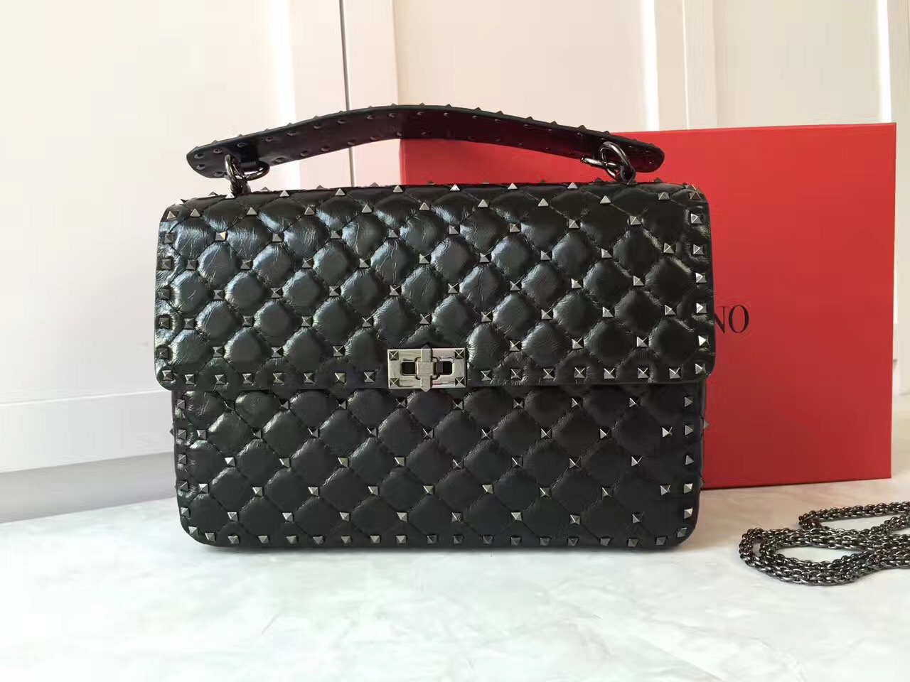 valentino large rockstud black tote shoulder handbags