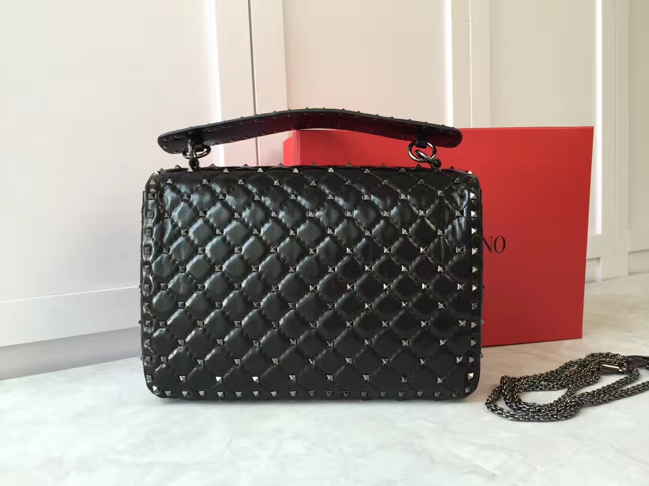 valentino large rockstud black tote shoulder handbags