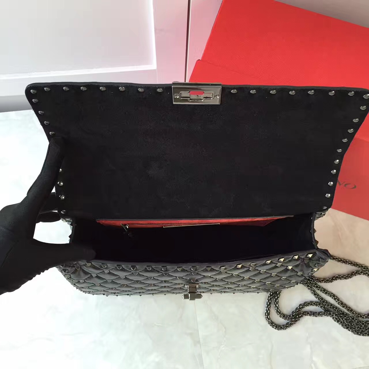 valentino large rockstud black tote shoulder handbags