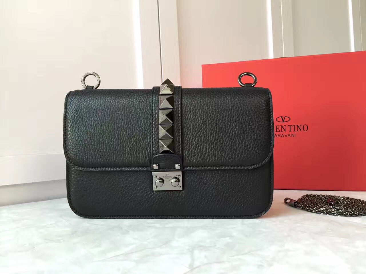 valentino large black body chain cross handbags