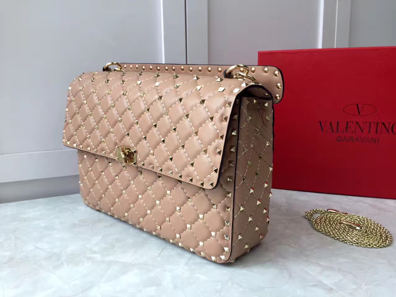 valentino large rockstud tan tote shoulder handbags