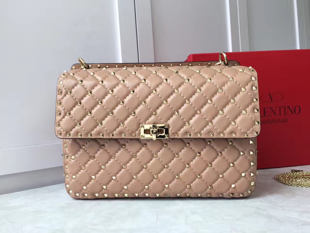 valentino large rockstud tan tote shoulder handbags