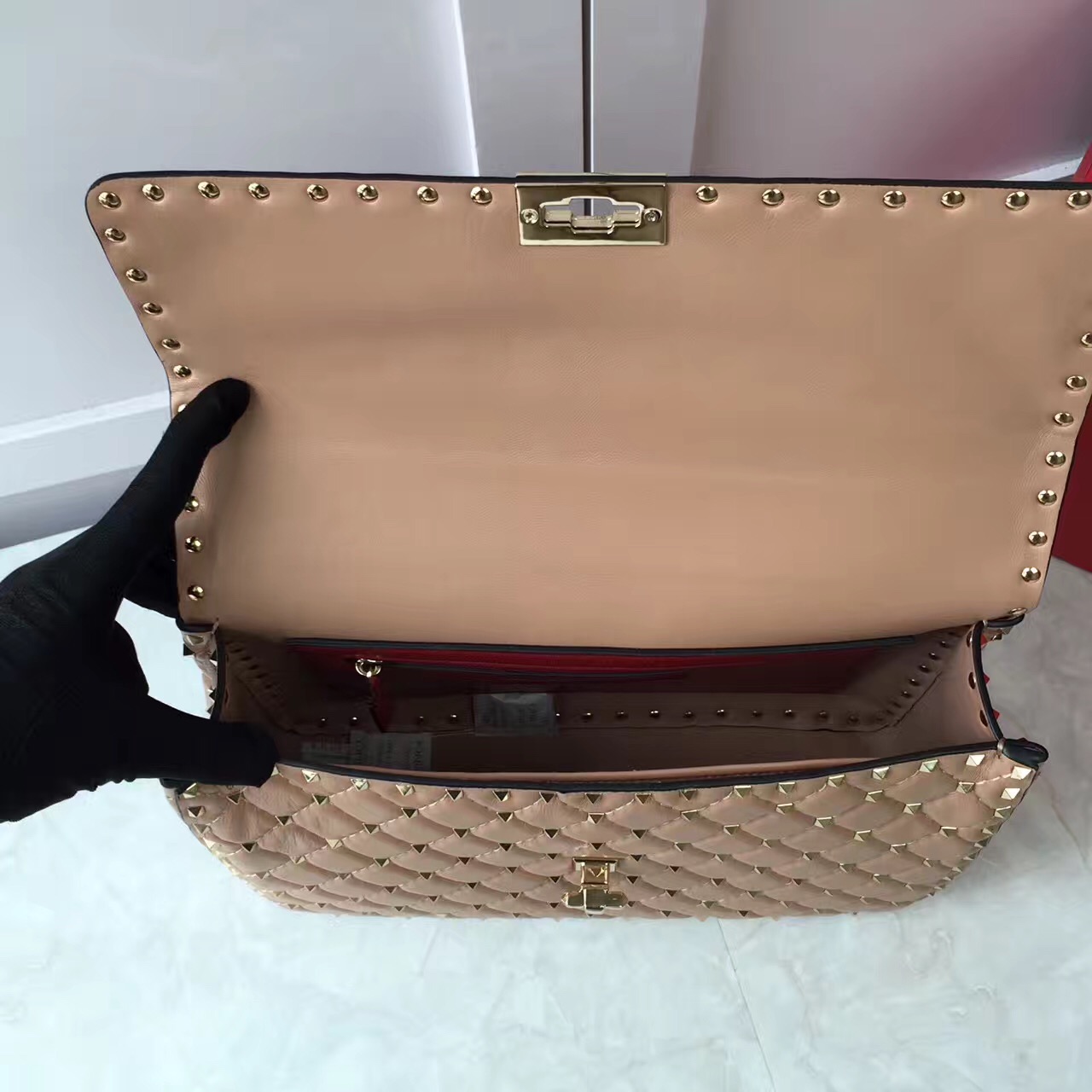 valentino large rockstud tan tote shoulder handbags