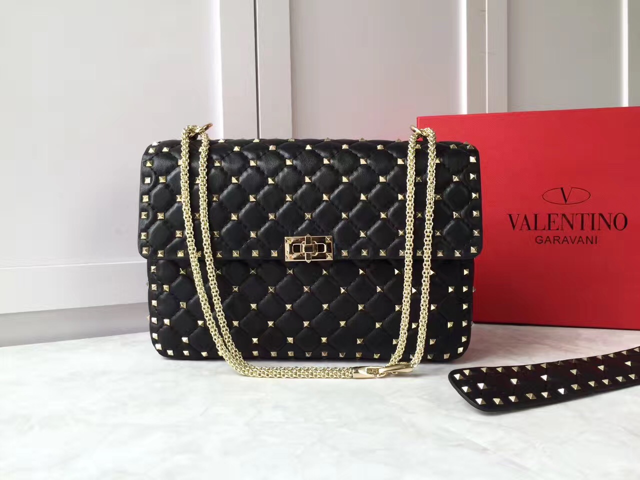 valentino large rockstud black tote shoulder handbags