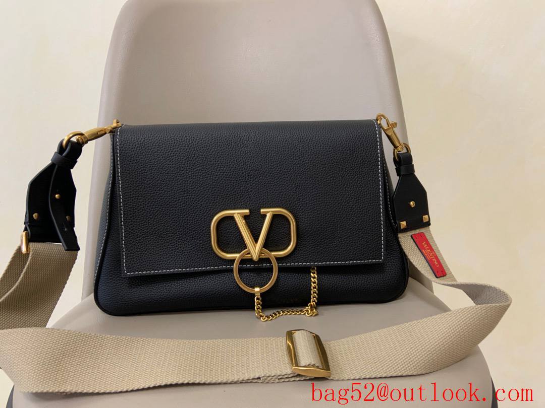 Valentino Garavani VRING Handbag Grainy Calfskin Shoulder Bag Black