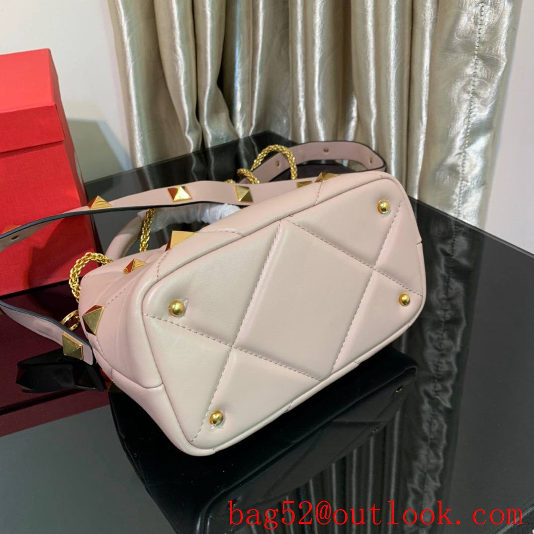 Valentino Small Roman Stud The Handle Bag in Nappa Leather Baby Pink