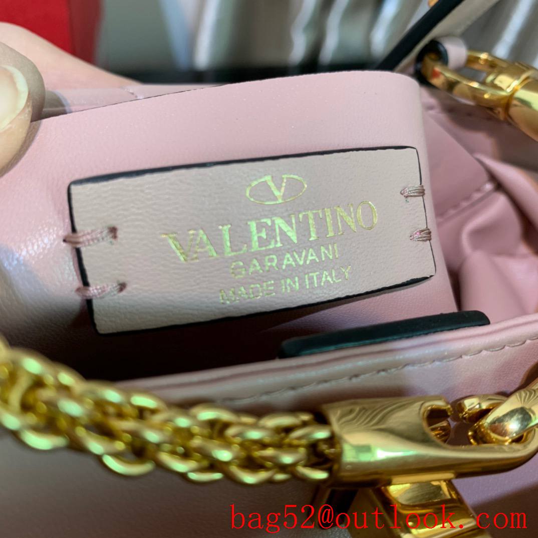 Valentino Small Roman Stud The Handle Bag in Nappa Leather Baby Pink