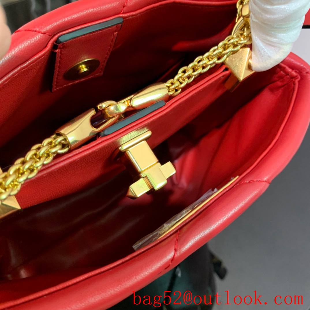 Valentino Small Roman Stud The Handle Bag in Nappa Leather Red