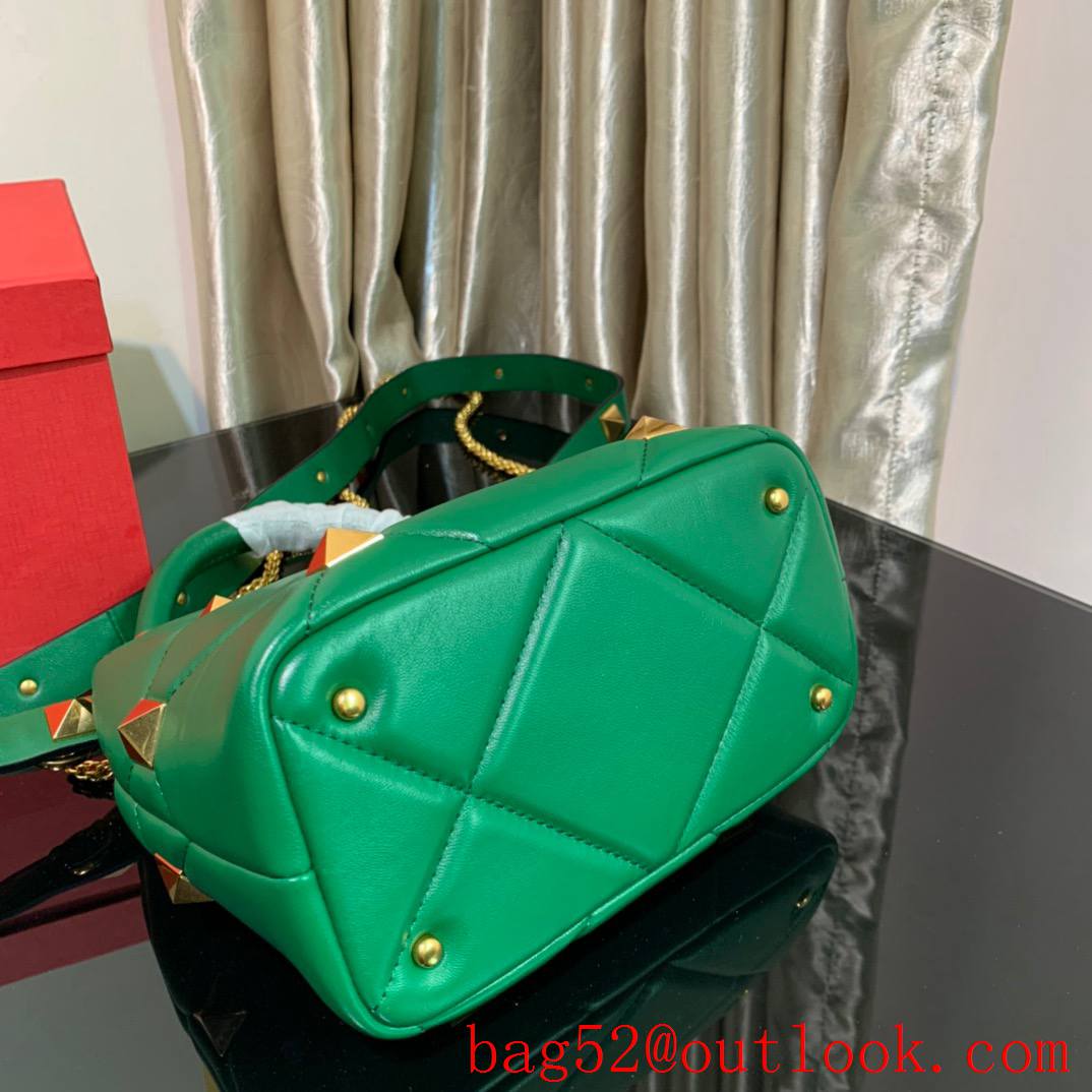 Valentino Small Roman Stud The Handle Bag in Nappa Leather Green