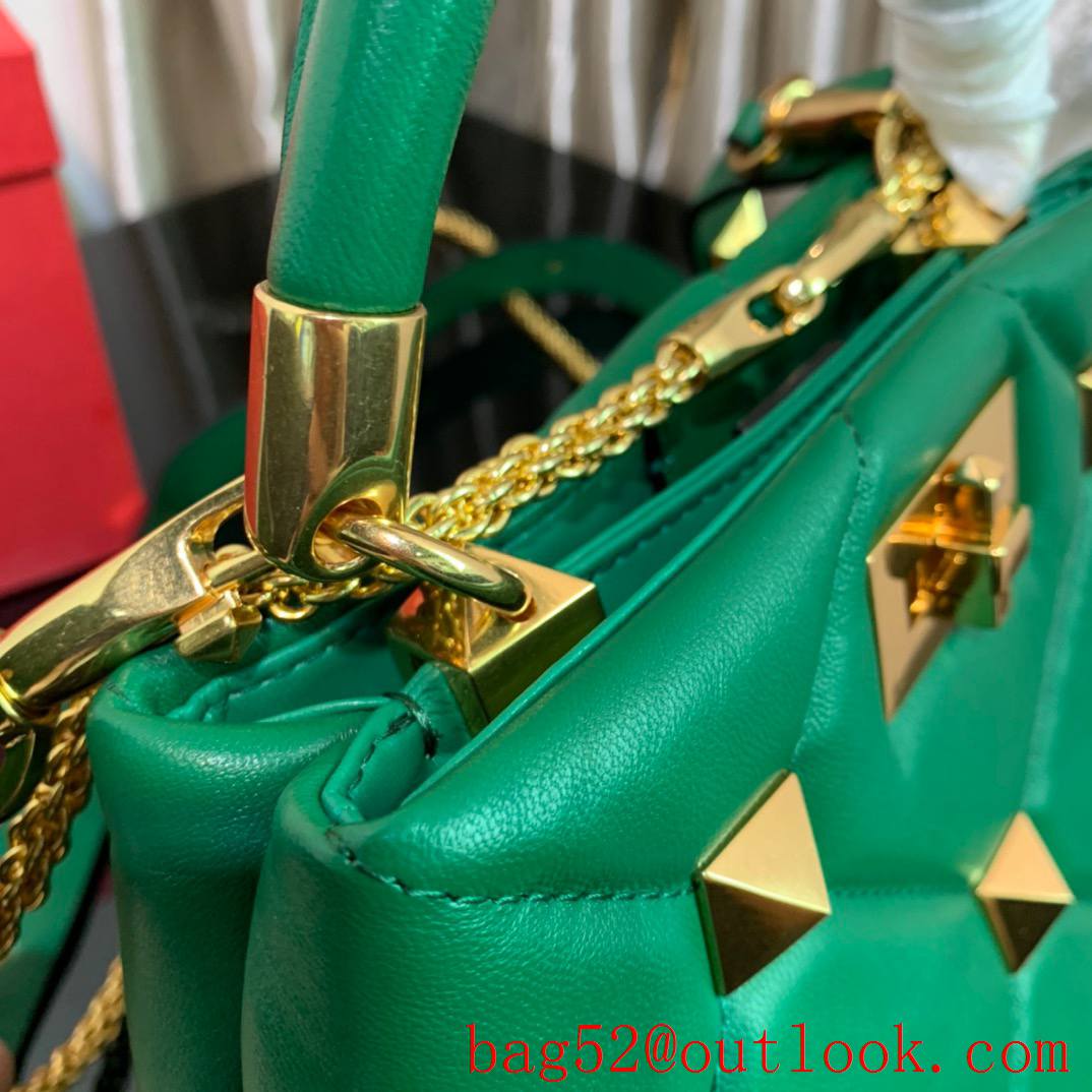 Valentino Small Roman Stud The Handle Bag in Nappa Leather Green