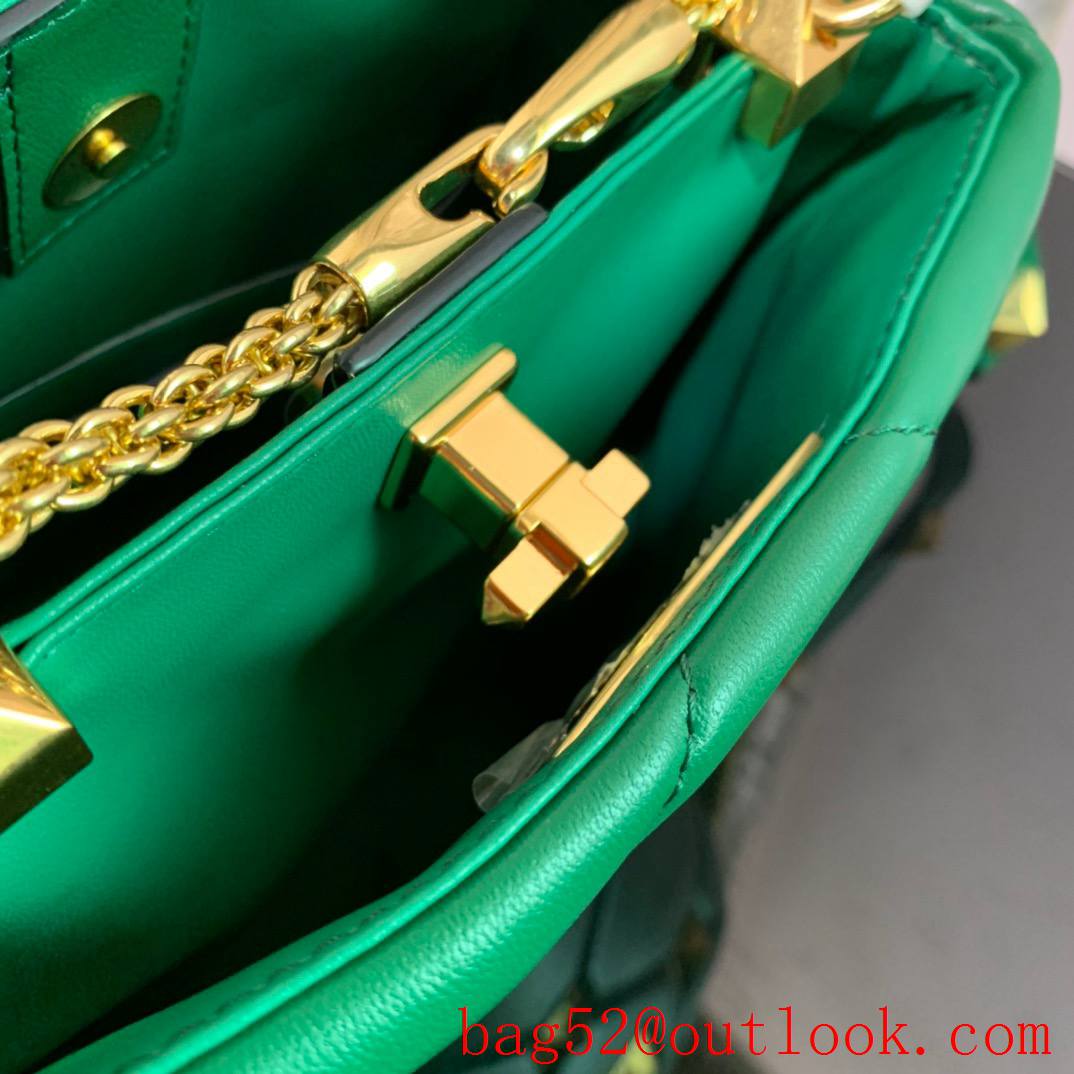 Valentino Small Roman Stud The Handle Bag in Nappa Leather Green