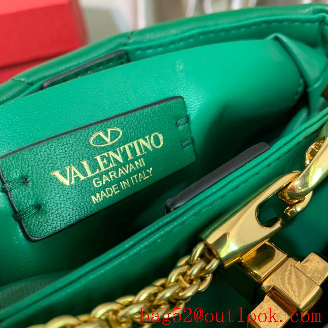 Valentino Small Roman Stud The Handle Bag in Nappa Leather Green