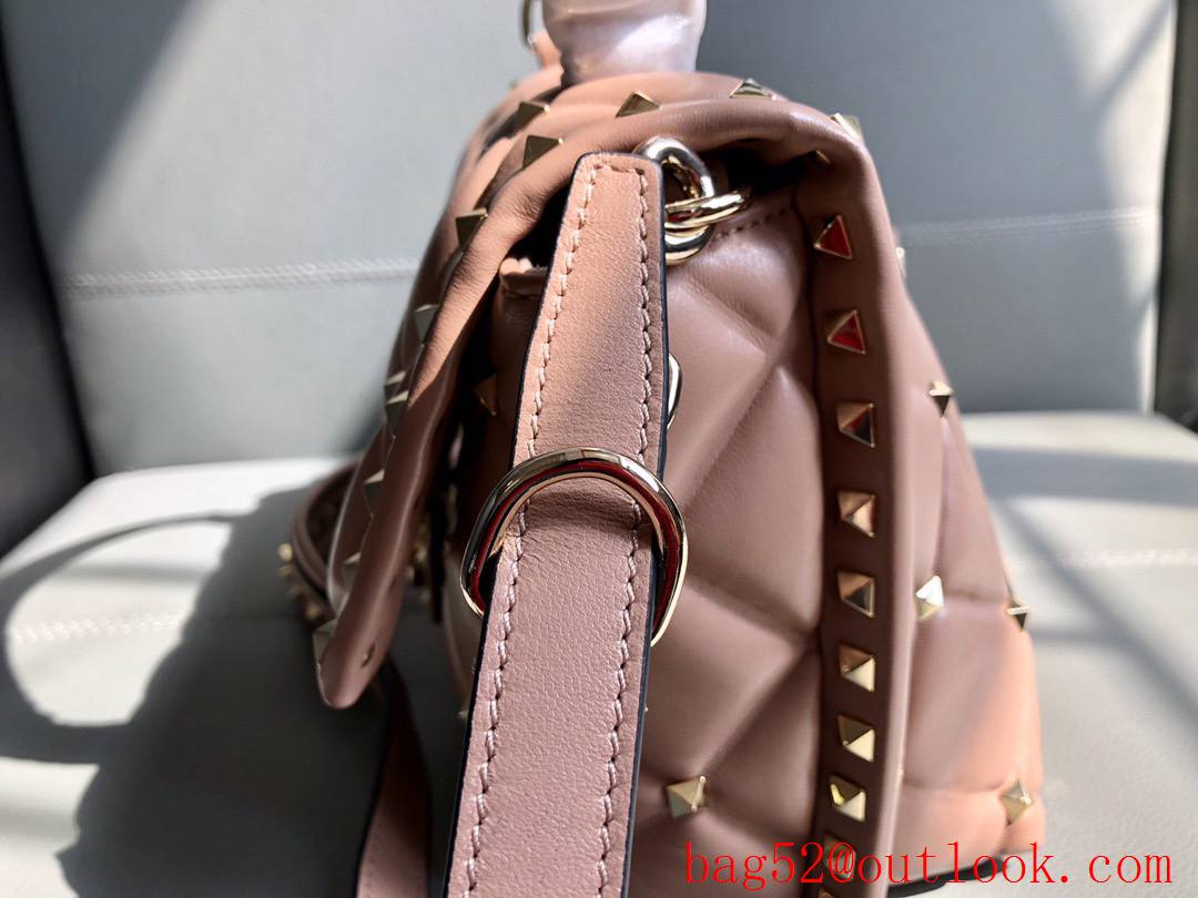 Valentino Rockstud Shoulder Bag Leather Roman Stud Handbag Pink