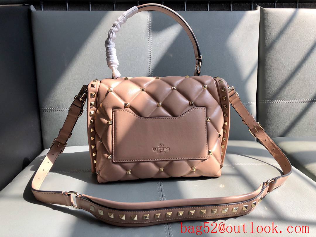 Valentino Rockstud Shoulder Bag Leather Roman Stud Handbag Pink