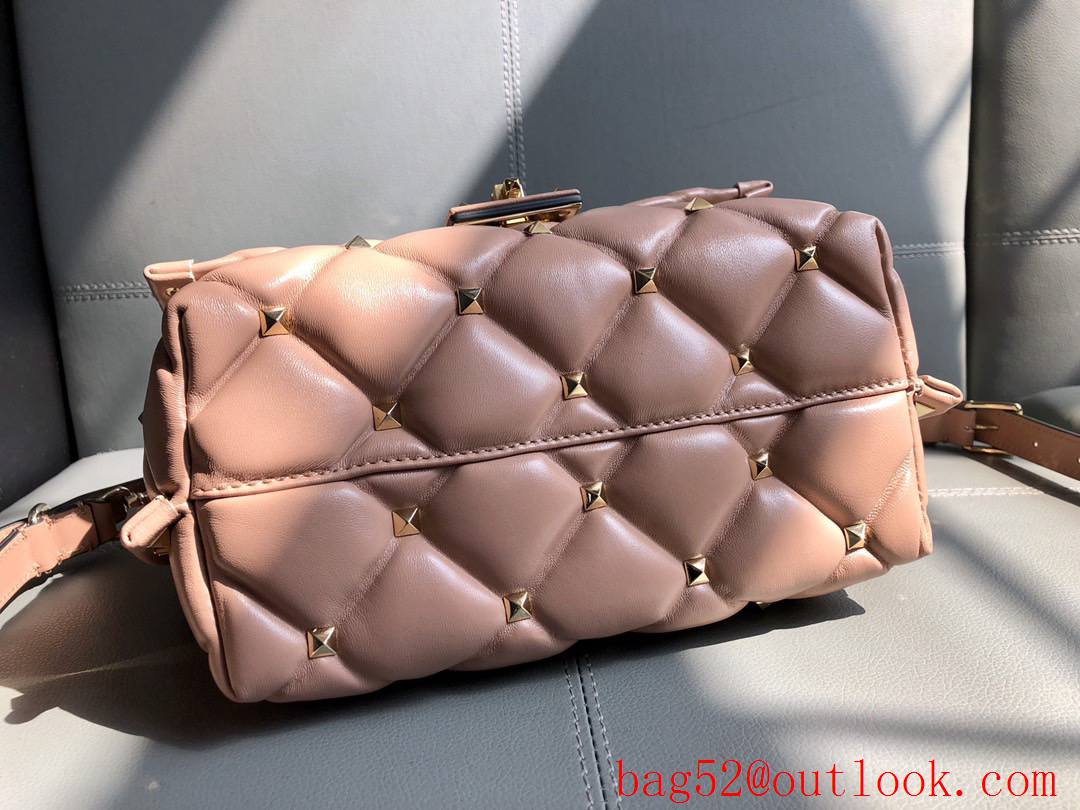 Valentino Rockstud Shoulder Bag Leather Roman Stud Handbag Pink