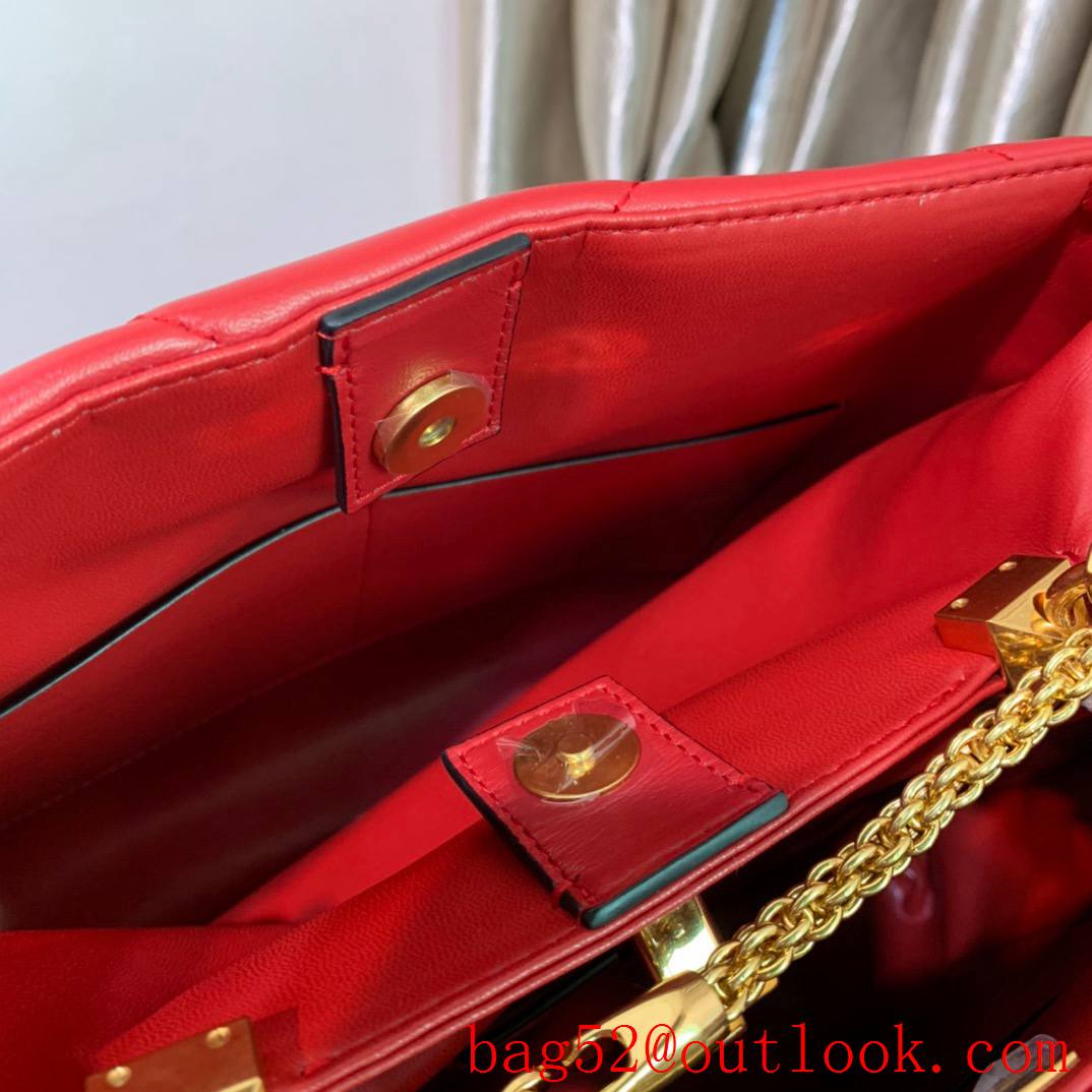 Valentino Large Roman Stud The Handle Bag in Nappa Leather Red