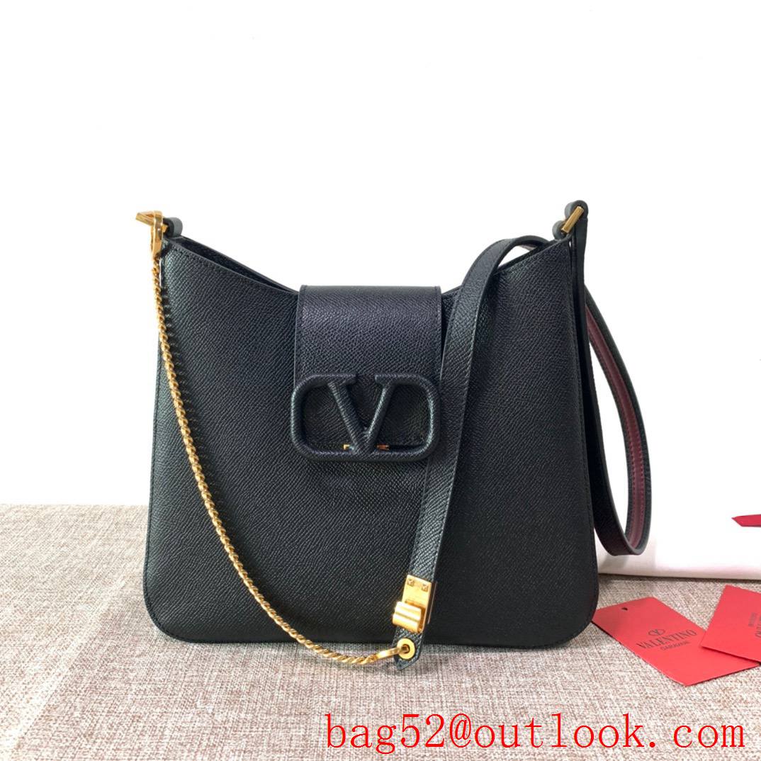 Valentino Small VSLING Calfskin Hobo Bag Leather Handbag Black