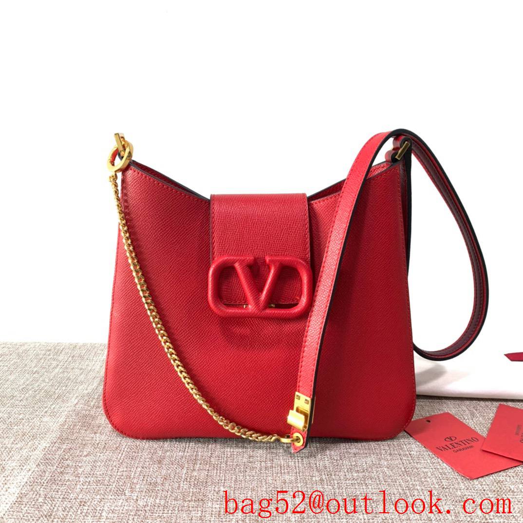 Valentino Small VSLING Calfskin Hobo Bag Leather Handbag Red
