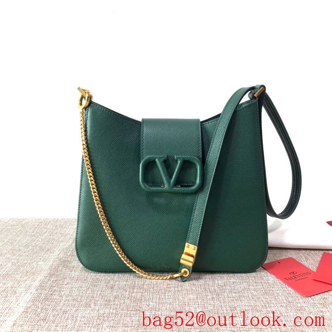 Valentino Small VSLING Calfskin Hobo Bag Leather Handbag Green
