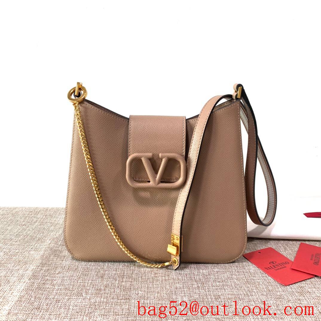 Valentino Small VSLING Calfskin Hobo Bag Leather Handbag Tan